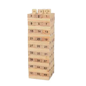 

54Pcs Wooden Tower Hardwood Building Blocks Toy Domino Stacker Extract Building Educational Game for Children
