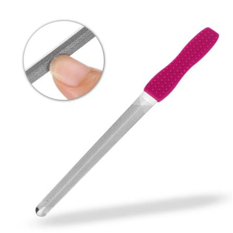 

1PC Double-sided Concave Convex Nail File With Silicone Non-slip Handle Manicure Nail Art Tools Nails Accessoires