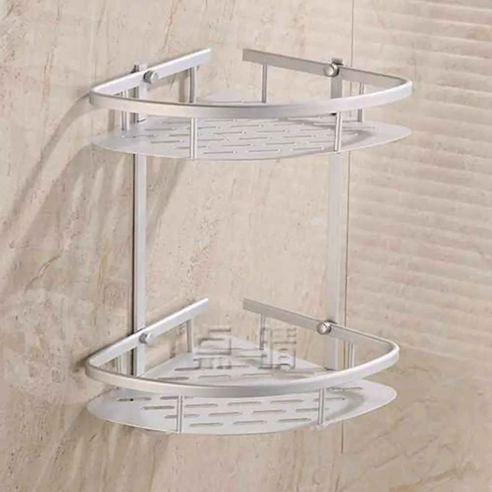 silver bathroom shelves