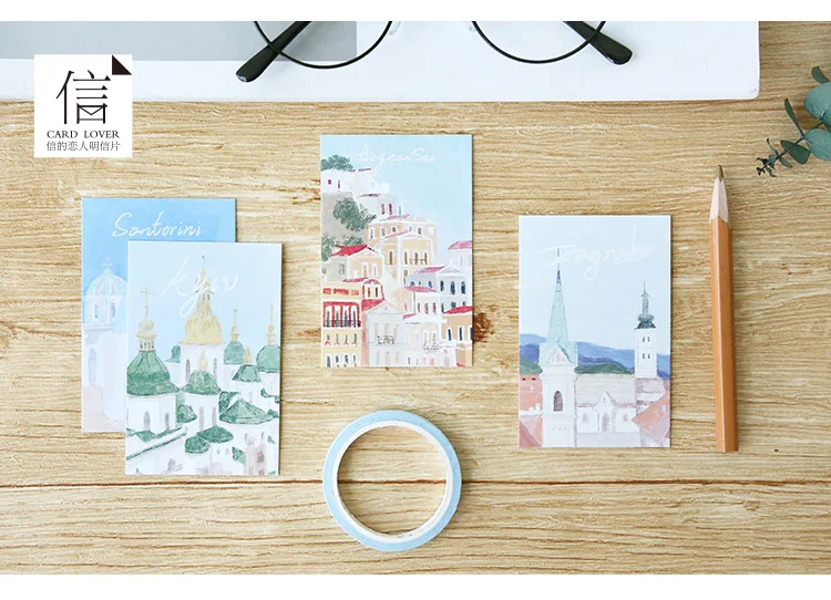 28 листов/набор закат в европейских городах мини-открытка/поздравительная открытка/открытка для сообщений/Детская Подарочная открытка Kawaii канцелярские принадлежности