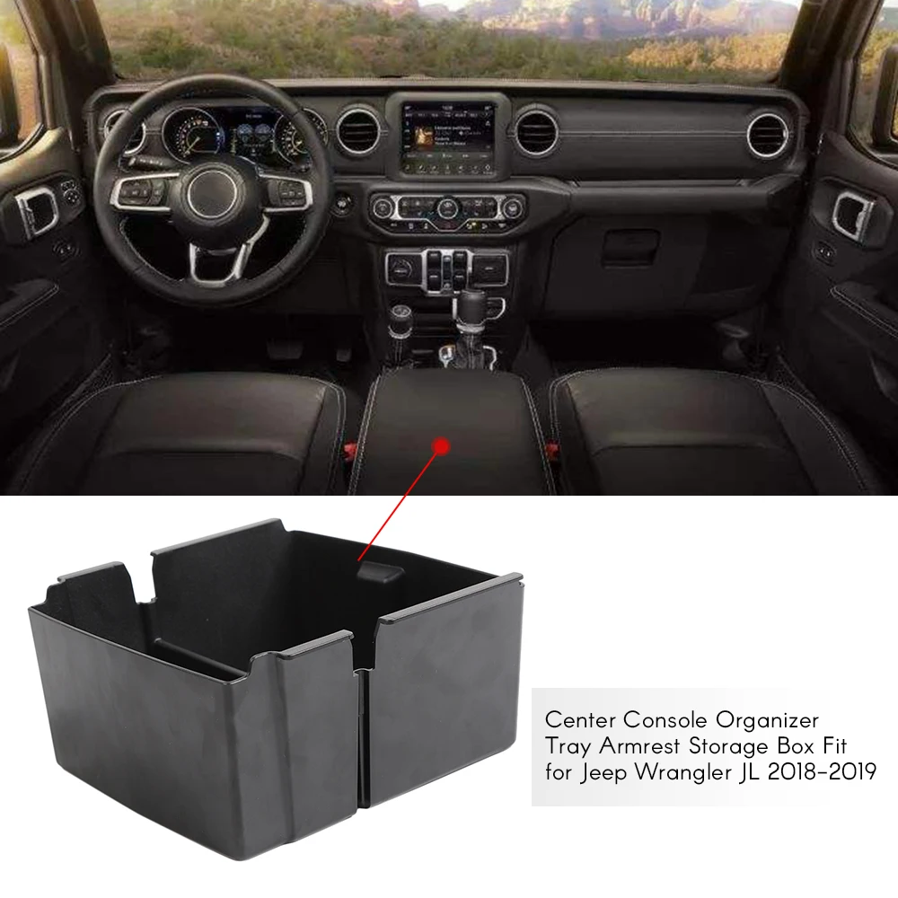 Подходит для Jeep Wrangler JL- центральной консоли Органайзер лоток подлокотник коробка для хранения автомобиля Органайзер лоток