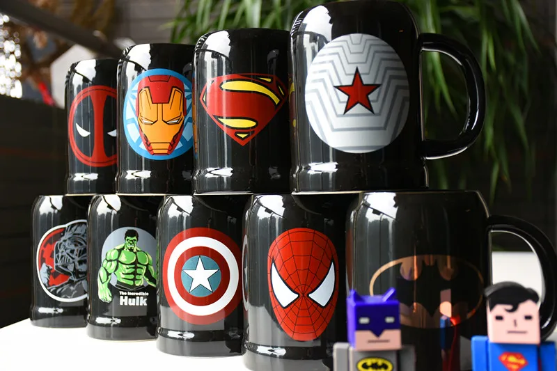 Модный супер герой Ceranic кружки чашка креативная с ложкой и крышкой кружка для молока дорожная чашка портативный стакан напиток Железный человек и Бэтмен