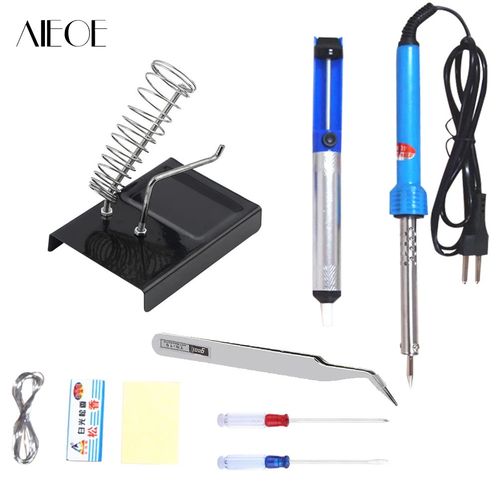 

EU 110v 220v 30w 40w 60w Soldering Iron Set 9 in 1 Desoldering Welding Pump Tin Electronics Tool Soldering Station Tool Kit