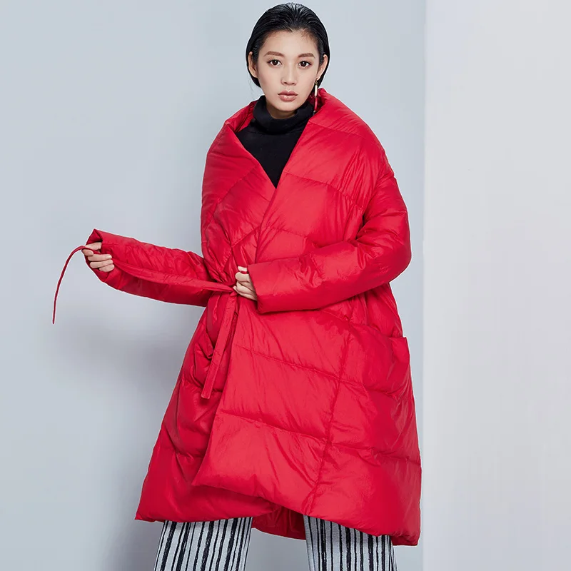 Nouvelle Manteau 2016 Arrivée Blanc aigyptos bc Ligne Le Une Lâche Nouveauté Personnalité Hiver Bas Veste Canard Femmes Noir Longue rouge blanc Robe Vers 90 pFI5q