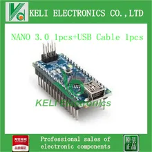 Бесплатная Доставка 2 ШТ./ЛОТ = 1 ШТ. Nano 3.0 Atmel ATmega328 Mini-USB Доска + 1 шт. USB Кабель