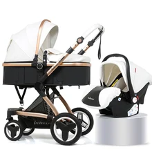 Aliexpress Pu Luxury Car Seat Stroller Baby 3 In 1 Pu Luxury Car Seat Stroller Baby 3 In 1 Pram 2 Safe Chair Foldable For Dolls Accessories