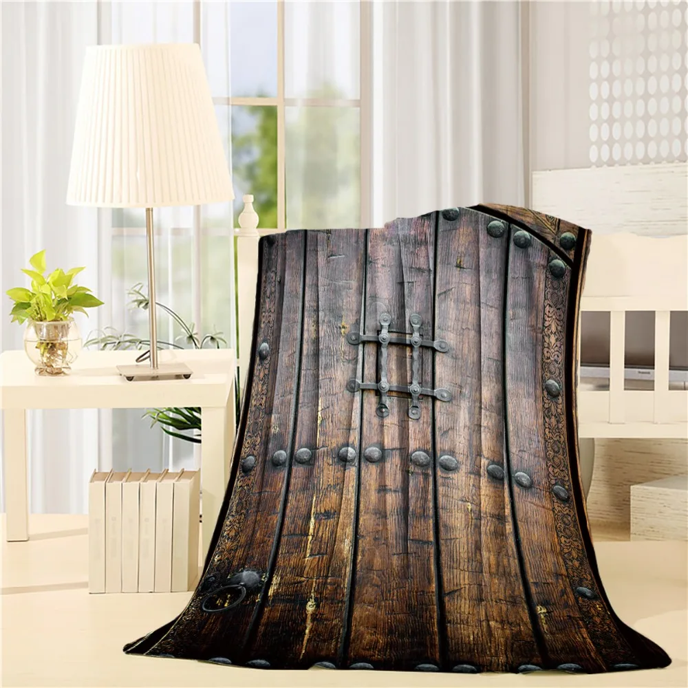 Us 28 6 Flannel Throw Blanket Bedding Blankets Rustic Ancient Wooden Door Historical Vintage Exterior Medieval Structure Artistic In Blankets From