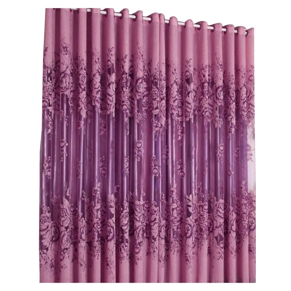 Модный Современный Цветочный Тюль занавес для гостиной(коричневый) 250*100 см - Цвет: purple