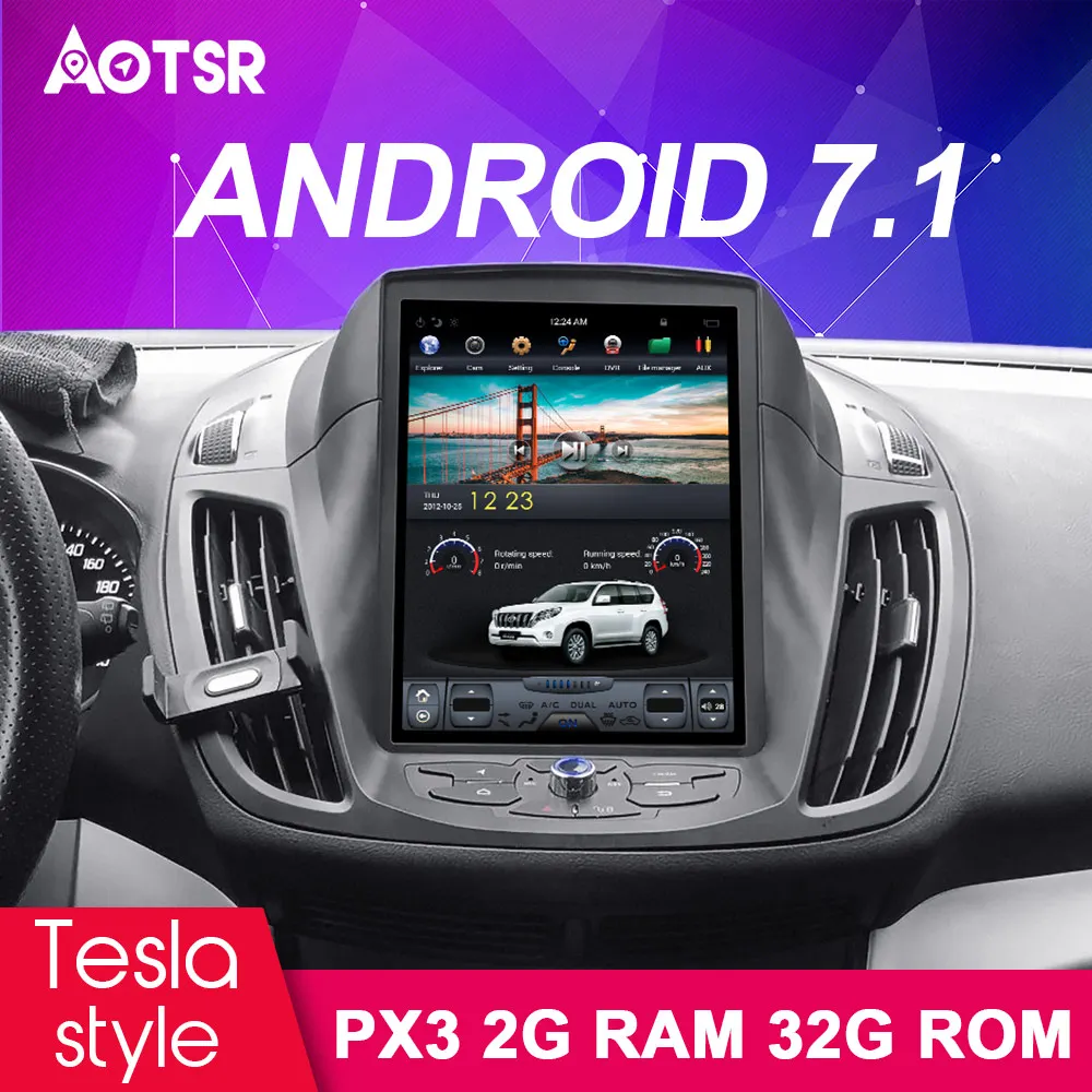 

Android 7 Tesla style Car No DVD Player GPS Navigation For Ford Kuga 2013+ Auto stereo headunit multimedia radio tape recorder