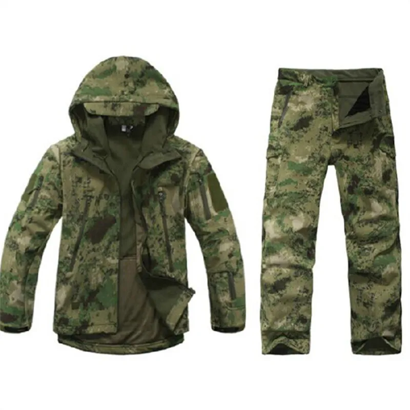 TAD us армейская военная форма для мужчин Мужская Акула кожа мягкая оболочка куртка костюм Подлинная ветровка куртка и брюки армейская форма - Цвет: ruins camouflage