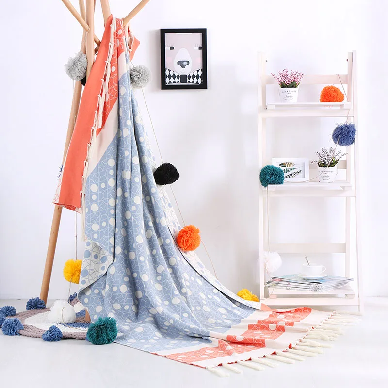 

New 2017 Blanket 100% Cotton Kintting Blankets 130x180cm Spring/Autumn Sofa Blanket High Quality Super Soft Blanket for Adult
