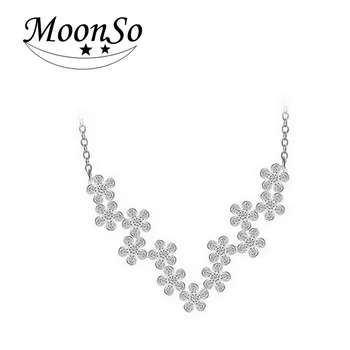 

Moonso Two Gifts Real Sterling Silver Necklaces & Pendants Genuine 925 with Chain for Women jewelry 2014 new fg5 x701