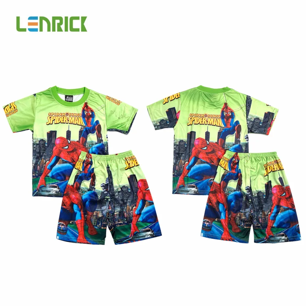 

New summer children boy pyjamas kids clothes boys set short sleeve clothes sets spiderman Iron Man Short sleeve pajamas