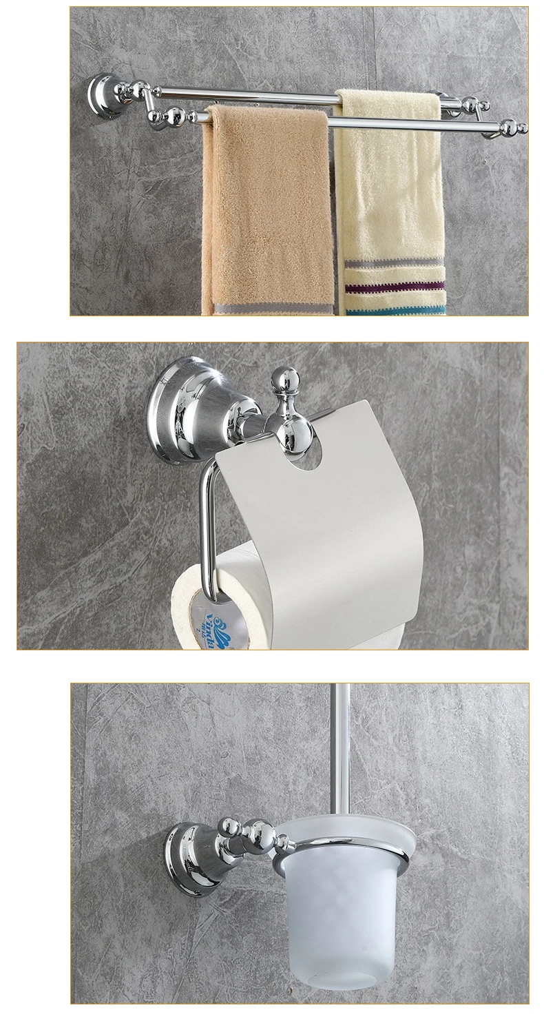 ZGRK классический европейский хромированный набор аксессуаров для ванной комнаты Ретро латунная фурнитура для ванной комнаты настенный резной