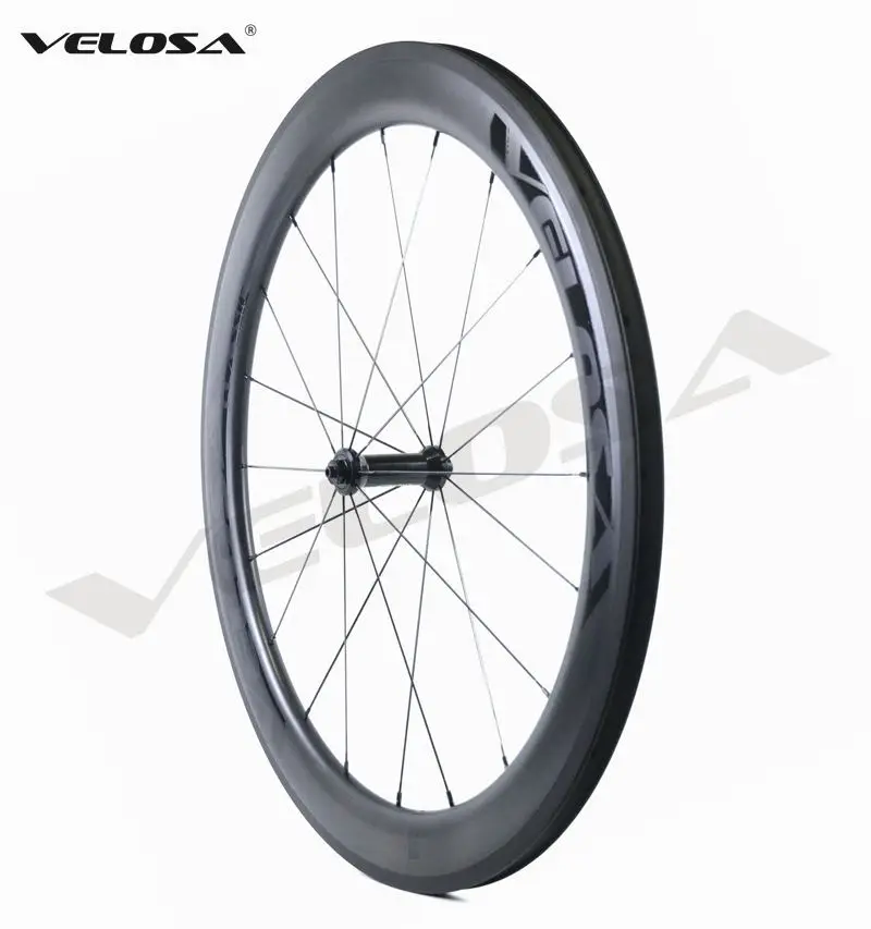 Velosa Racing 60 черная серия углеродная колесная установка, 700C дорожный велосипед супер легкие Углеродные колеса, 60 мм клинчер/трубчатые, керамические подшипники