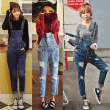 Новинка года большие размеры корейский стиль новые женские Комбинезон; джинсовая одежда Повседневное Обтягивающие брюки для девочек джинсы подростковые джинсы
