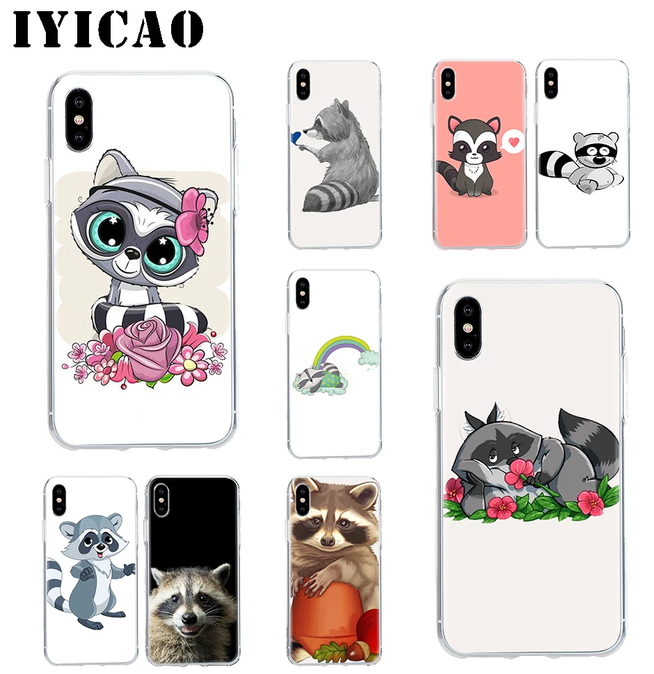 

IYICAO Cute cartoon raccoon Hard Case Cover Shell for iPhone 4 4s 5 5s Se 6 7 7plus 8 8Plus X XS MAX XR 6s Plus 11 pro max