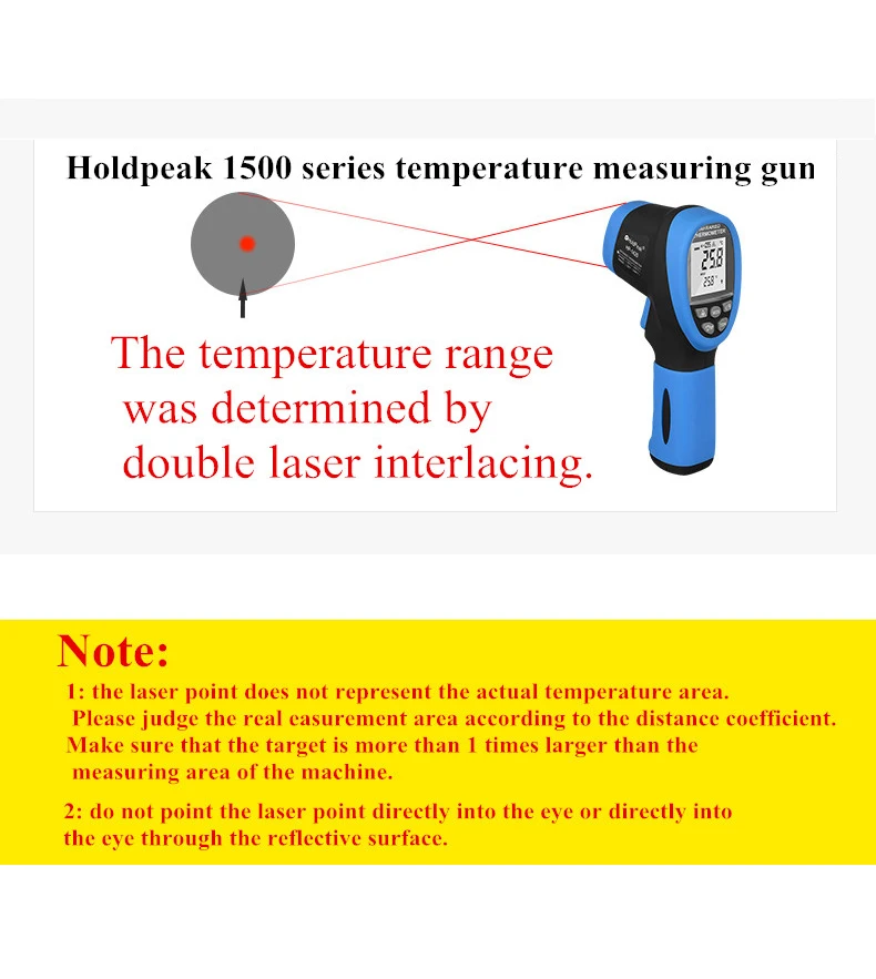 HoldPeak hp-1320/1500 D: S 30: 1 цифровой ИК-термометр Бесконтактный лазерный инфракрасный температурный прибор пирометр-50-1500'c