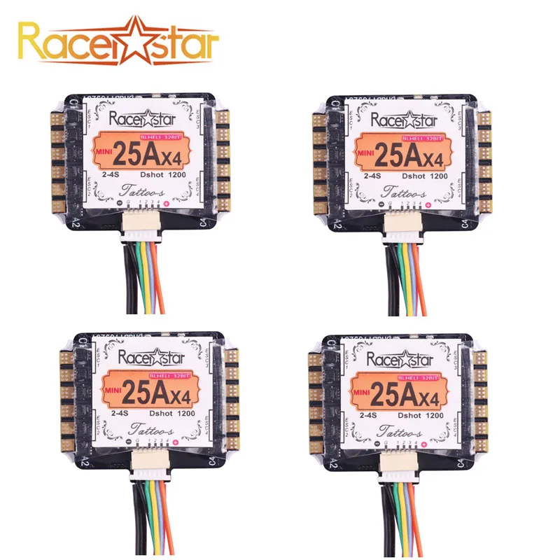 

Racerstar Tattoo_S Mini 25A 4 IN 1 2-4S Blheli_32bit Dshot1200 Ready ESC For RC Multicopter Models Frame Motor Spare Part