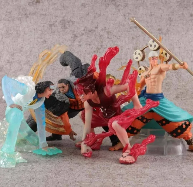 

NEW hot 13cm 4pcs/set One Piece Luffy Sir Crocodile Enel Kuzan Nirvana action figure toys collection Christmas gift with box