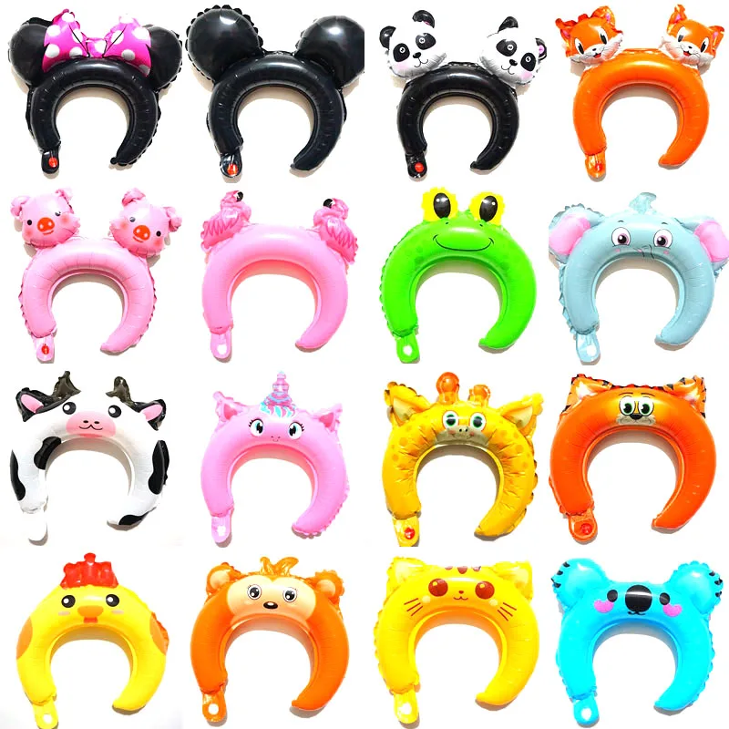 

(20pc/lot)party balloon for kid birthday decoration headband style mickey animals foil balloon tiger frog panda elephant balloon