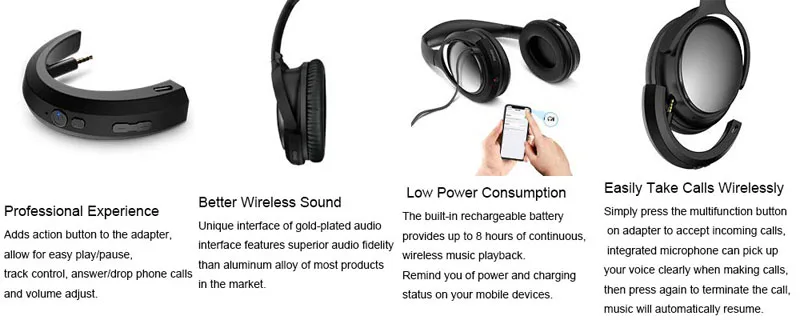 New QC25 Wireless Bluetooth V5.0 Adapter for Bose QC25 Headset for QuietComfort 25 Headphone Transmitter Adapters Receiver