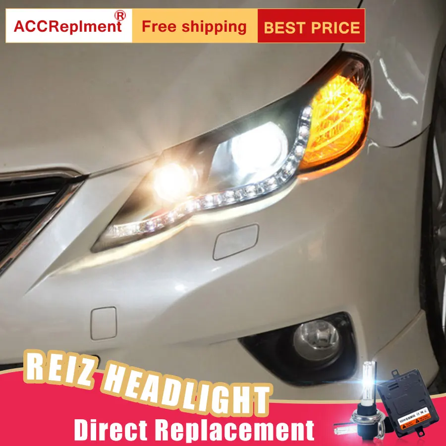 ^*Best Offers 2Pcs LED Headlights For Toyota new reiz 2010-2013 led car lights Angel eyes xenon HID KIT Fog lights LED Daytime Running Lights