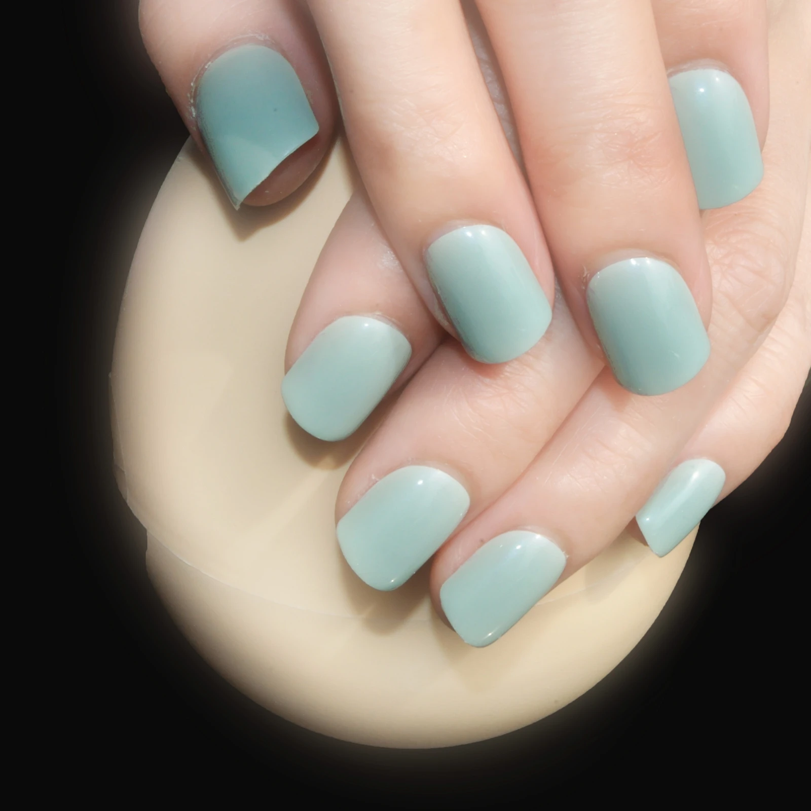 Shiny Surface Candy Light Green Nail Tips Short Size ...