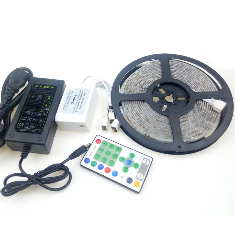 

5050 Chasing LED Strip Light Running Waterproof 54leds/m 5m 12V RGB Luces Tiras Remote Controller 6A Power Adapter CE ROSH FCC