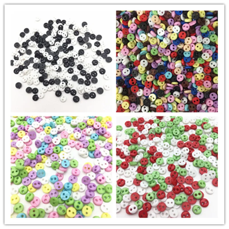 

250pcs 4mm Round 2 Holes Tiny Doll Clothing Buttons DIY Handmade Sewing Flatback Button Scrapbooking Pastel Christmas Bright