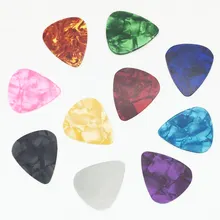 10 шт акустическая гитара Pick (9 Целлулоид + 1 сталь) Толщина 0.30 0.46 0.71 0.96 mm тонкий средний тяжелый - Цвет случайный
