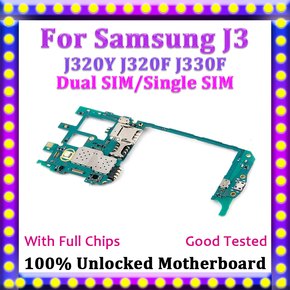 

100% Unlocked Motherboard Logic Board Mainboard Dual/Single SIM For Samsung Galaxy J3 J320Y J320F J330F Motherboard With Chips