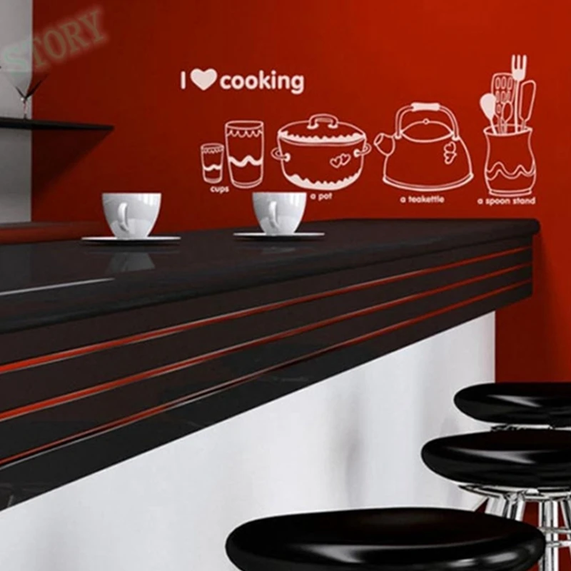 Waterproof&IOPP dining/kitchen decorative wall stickers , love cooking kitchen decoration decals free shipping,kit05
