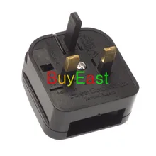 Штепсельная Вилка европейского стандарта для переворачивания штепсельной вилки британского стандарта, розетка питания, дорожный преобразователь с предохранителем черного цвета