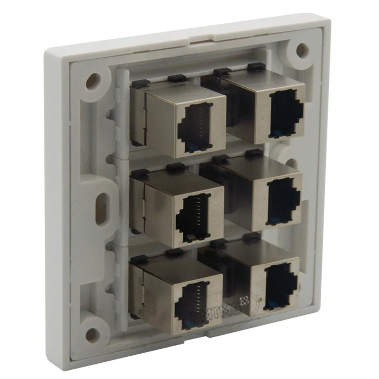 6 X CAT6A щит RJ45 настенная пластина с внутренней стороны от гнездового до