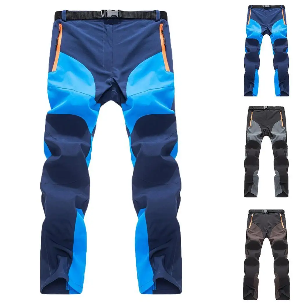 

Men's Thin Summer Stitching Long Hiking Camping Outdoor Sports Pants Patchwork Buckle Strap Pocket Quick-drying Stretch Pants