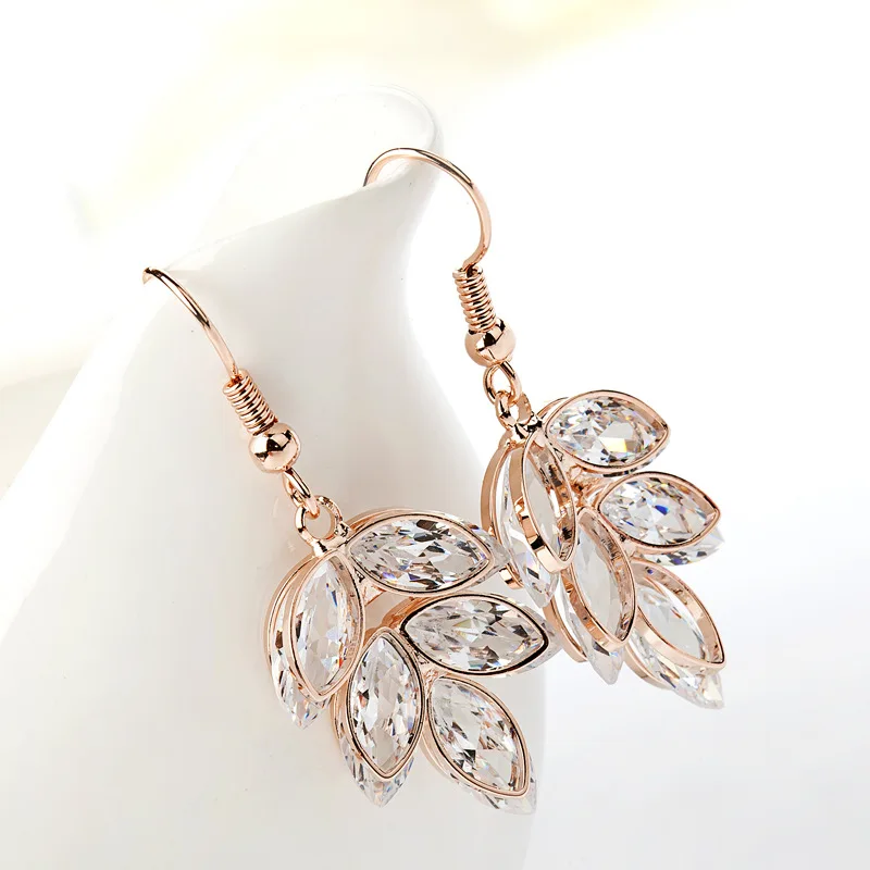 

SLBRIDAL Fashion Jewelry Bijoux Anti-allergic Simulated Pearls Hook Earrings Charm Drop Earrings Women Rose Gold Dangle Earrings