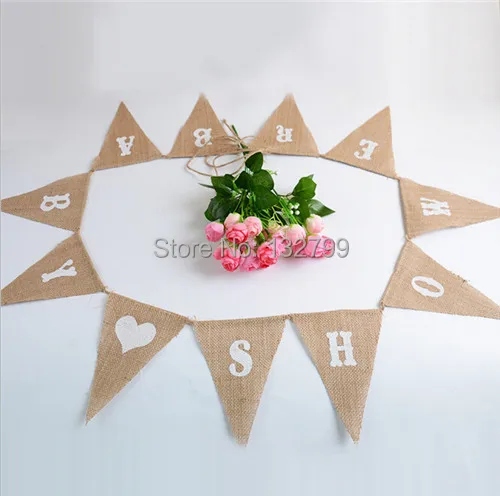 hessian burlap baby shower banners happy birthday flags garlands birthday flags banners