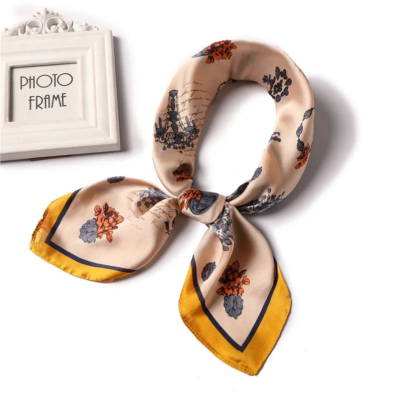 

yishine Silk Satin Women Square Scarf Beautiful Pattern Ladies Wrap Bandana Head Hair Scarf Shawls Bag Accessories Handkerchief