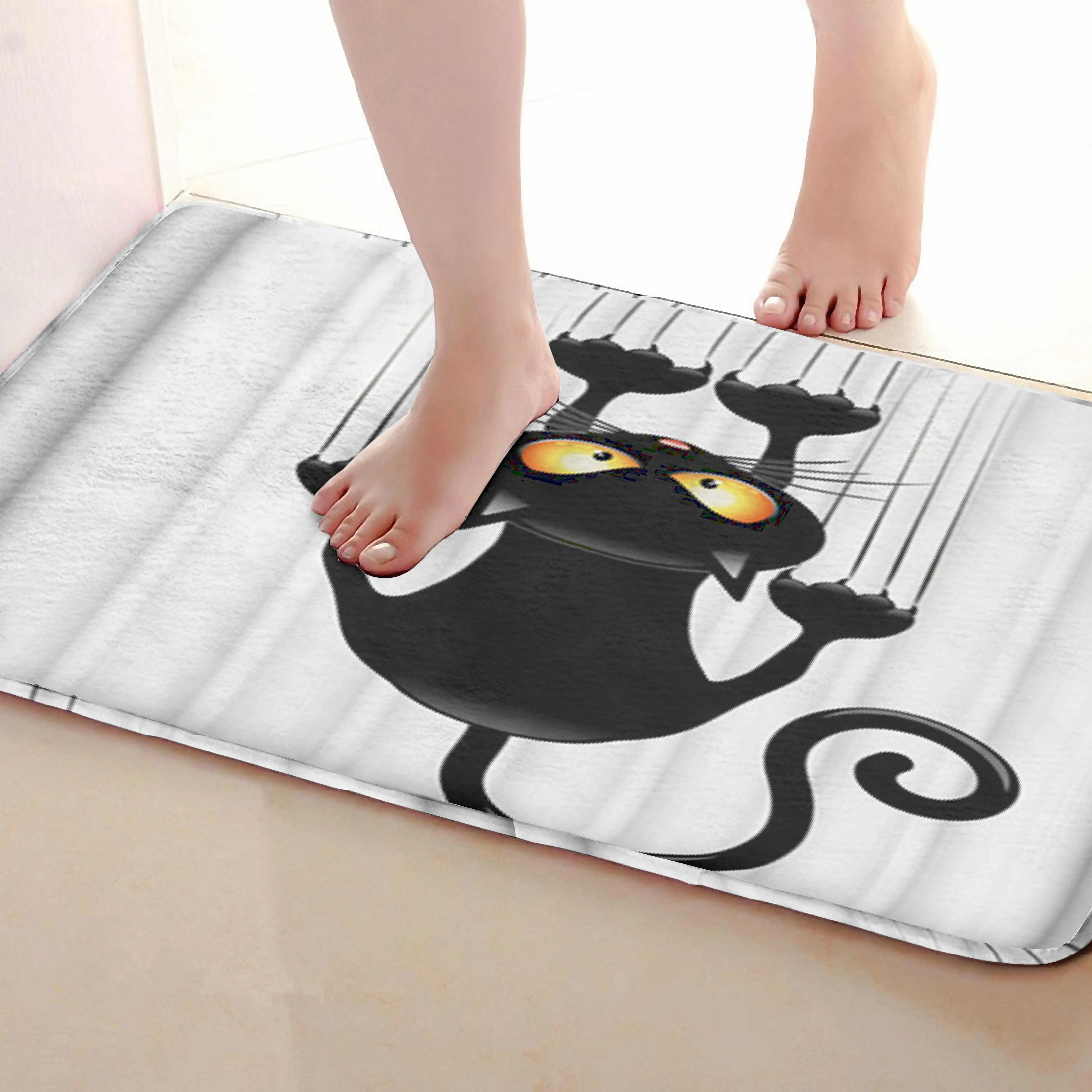 Коврик для ванной в кошачьем стиле, Забавный Противоскользящий коврик для ванной, занавески, аксессуары для душа, подходящая занавеска для душа