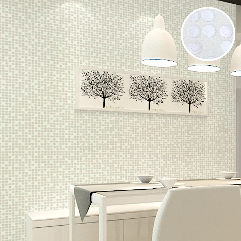 

Plain Polka Dot Wall Paper Roll Vinyl Modern 3D Silver Circle Pattern Wallpaper For Walls Kitchen Living Room Decoration