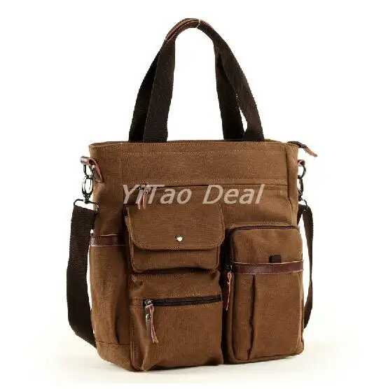 

EBOYU Vintage Men Brief Case Canvas Man Bag Travel Messenger Shoulder Bag Travel Utility Work Bag Messenger Bag
