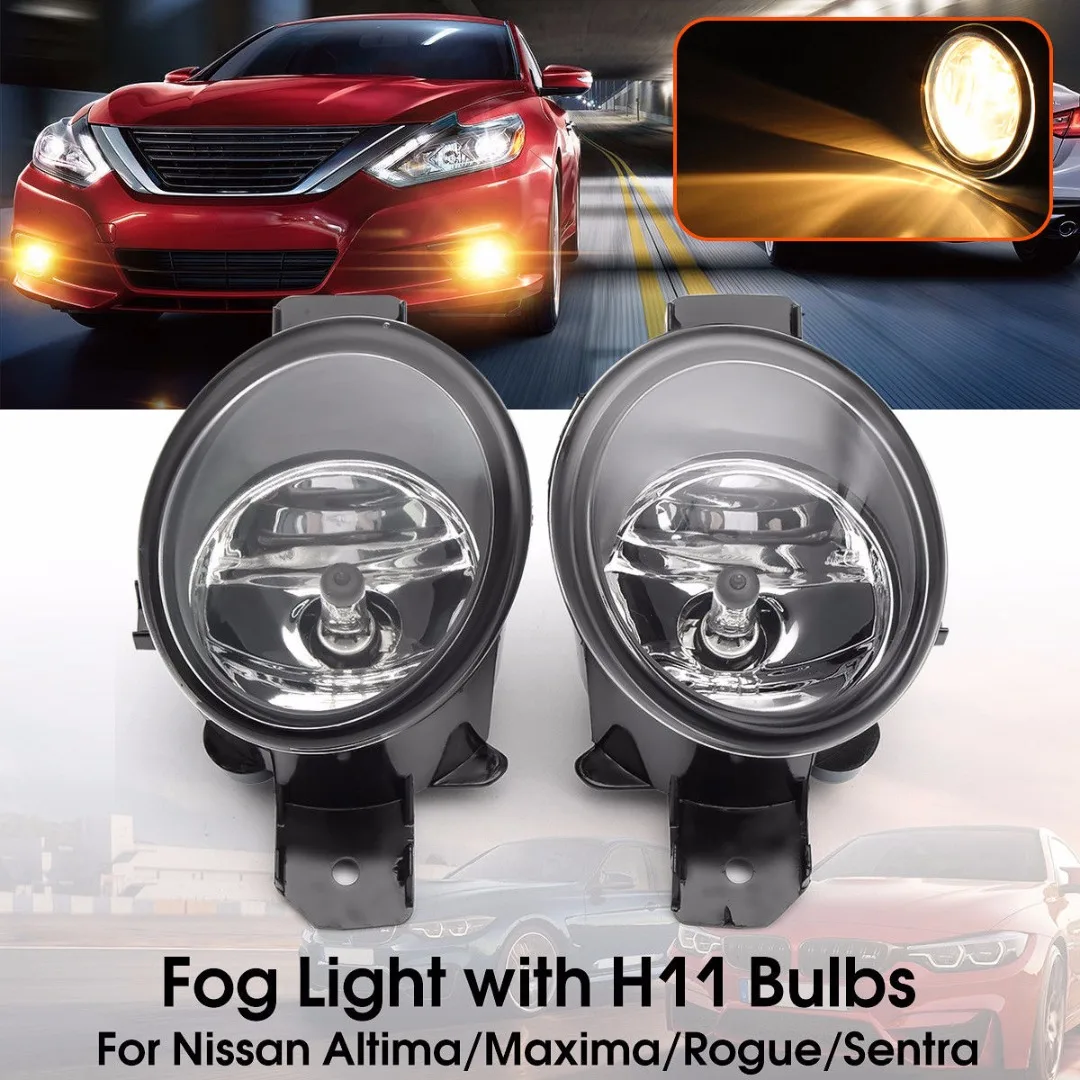 1Pair Front Fog Lights For NISSAN Maxima Rogue Altima Sentra 2004-2013 Auto bumper Lamp H11 Halogen Car Styling Light Bulb | Автомобили и