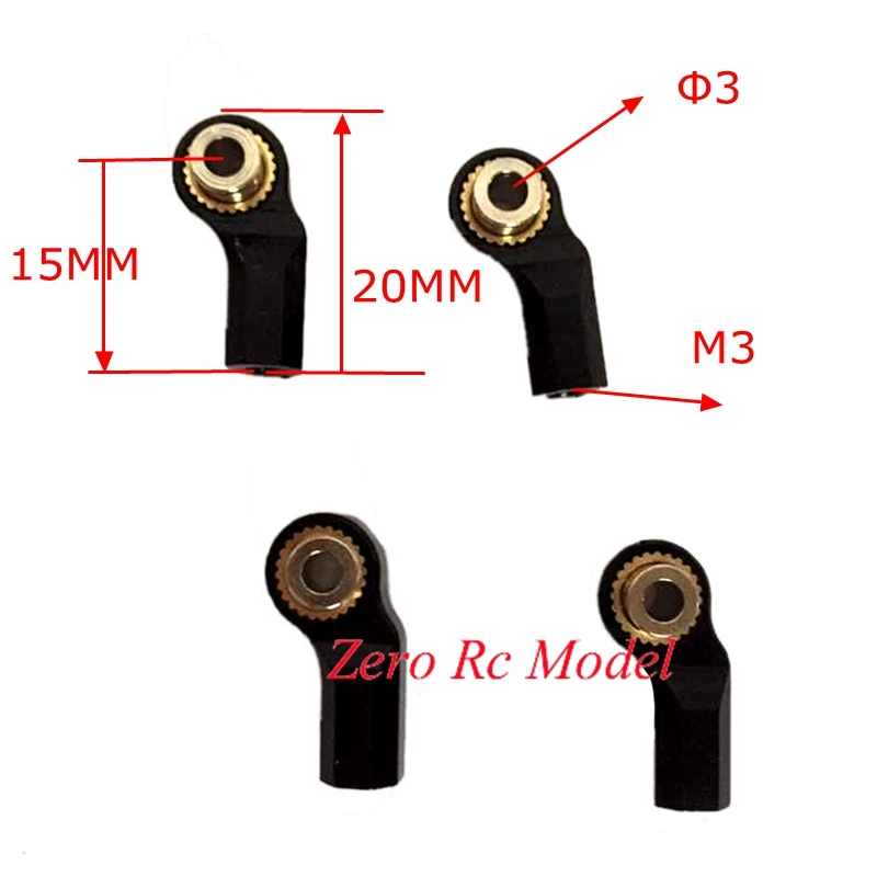 4PCS 1/10 RC High Precision M3 Billet Bend Rod End Black For RC4WD