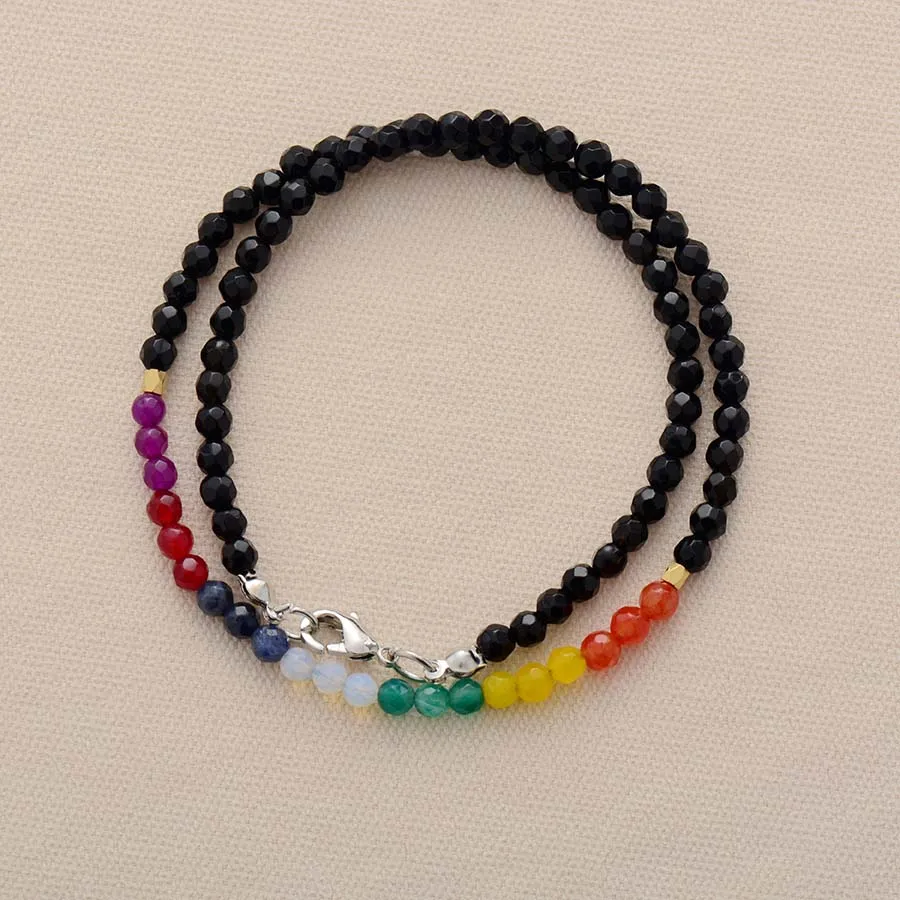 7 цветов ожерелье «чакра» полудрагоценный камень колье ожерелье для женщин Новая мода бисерное короткое ожерелье s ювелирные изделия