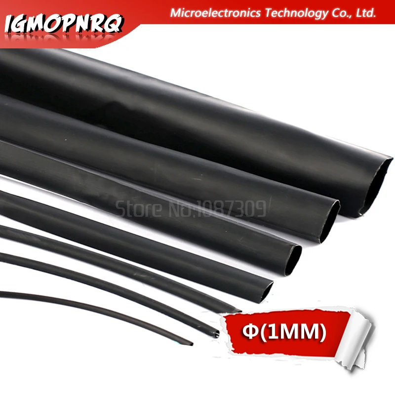 

5 Meters High quality Black 1mm Heat Shrink Heatshrink Heat Shrinkable Tubing Tube Sleeving Wrap Wire Black Color