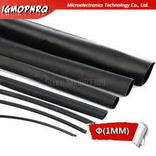 5 mètres de haute qualité noir 1mm thermorétractable thermorétractable Tube thermorétractable gaine gaine fil couleur noire(China)