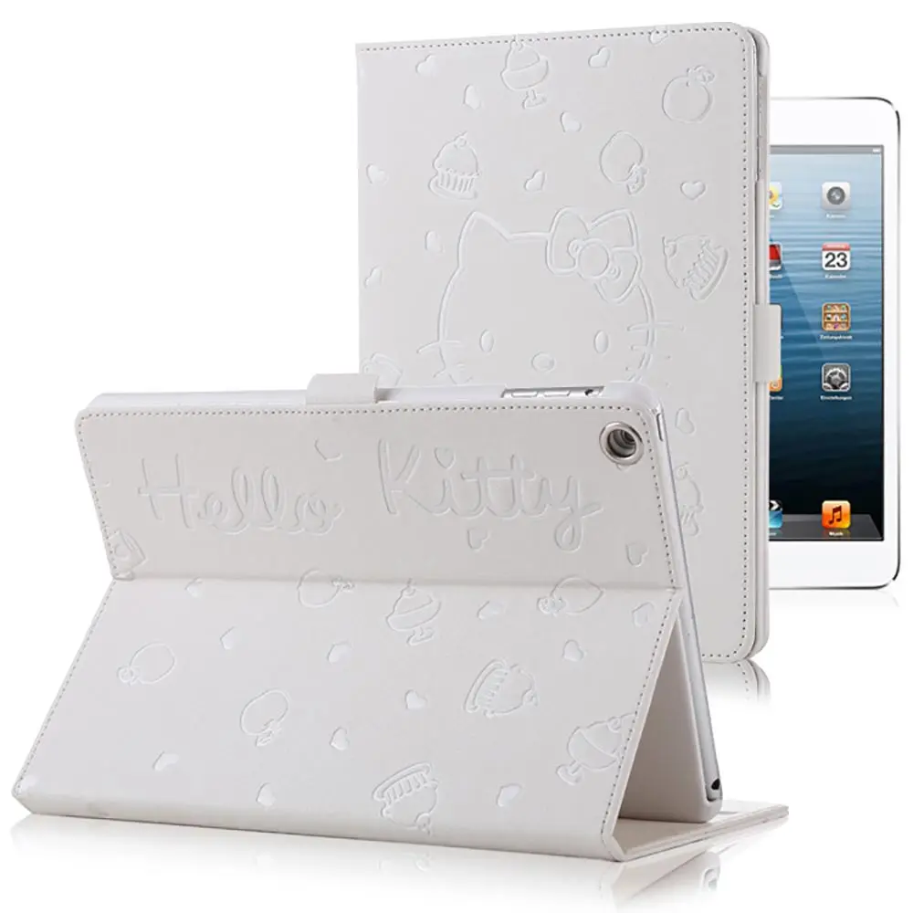 

For iPad 2 3 4 Case Cartoon Hello kitty Pu Leather Hard PC Back Folio Stand Smart Cover for Apple iPad 2 3 4th Generation
