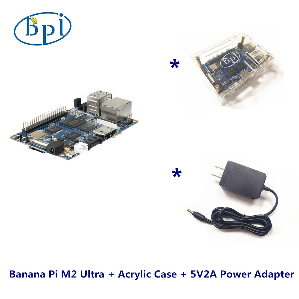 One Complete kits Banana Pi M2 Ultra+Acrylic Case+DC Power supply