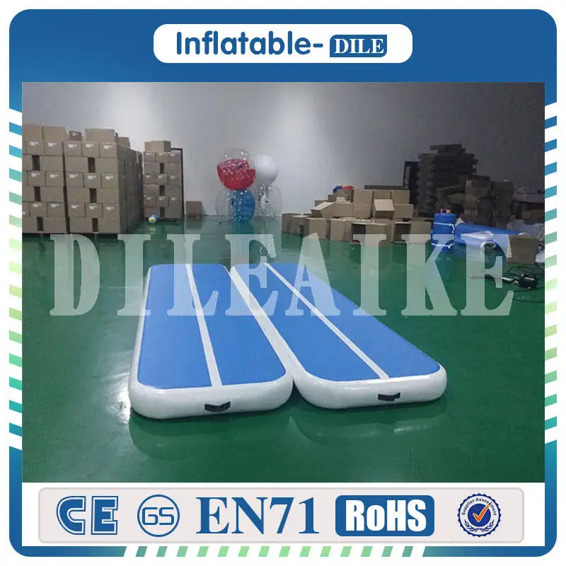 

Free Shipping 2x1x0.2m Whiet And Blue High Quality DWF Material Inflatable Air Track Outdoor Gym Air Mat Tumble Track For Kids